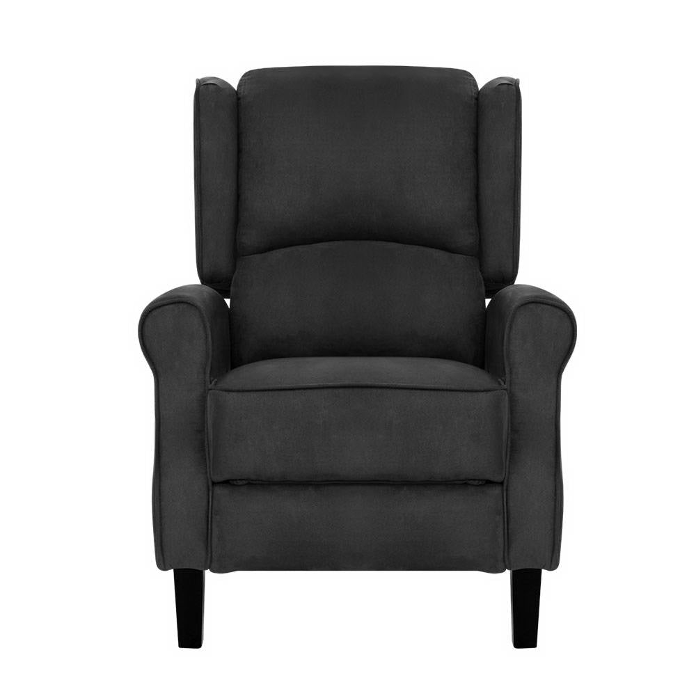 NNEDSZ Recliner Chair Adjustable Sofa Lounge Soft Suede Armchair Couch Charcoal