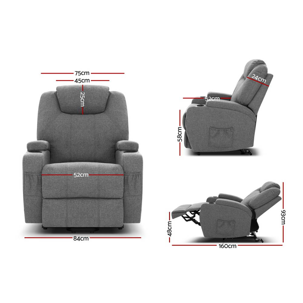 NNEDSZ Electric Massage Chair Recliner Sofa Lift Motor Armchair Heating Fabric-1