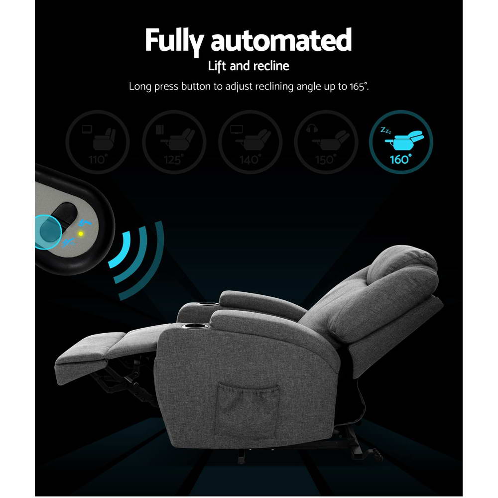 NNEDSZ Electric Massage Chair Recliner Sofa Lift Motor Armchair Heating Fabric-2