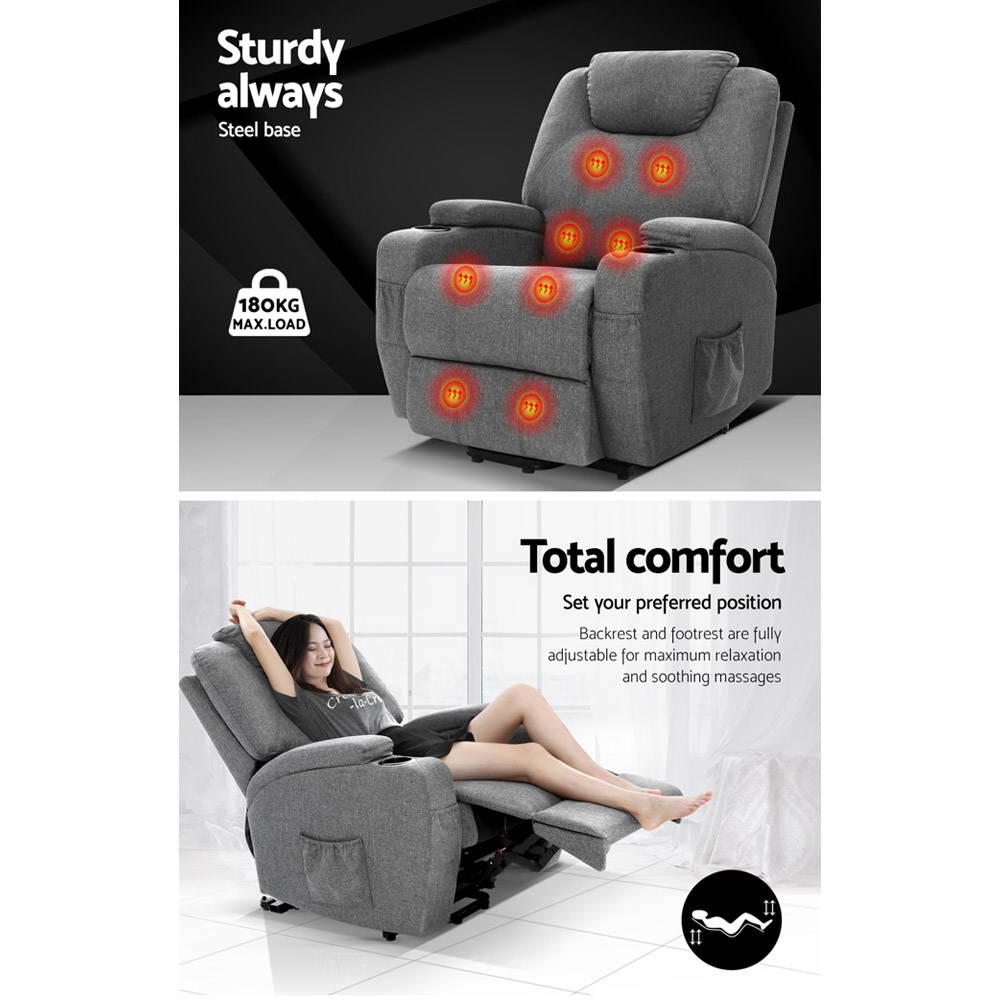 NNEDSZ Electric Massage Chair Recliner Sofa Lift Motor Armchair Heating Fabric-4