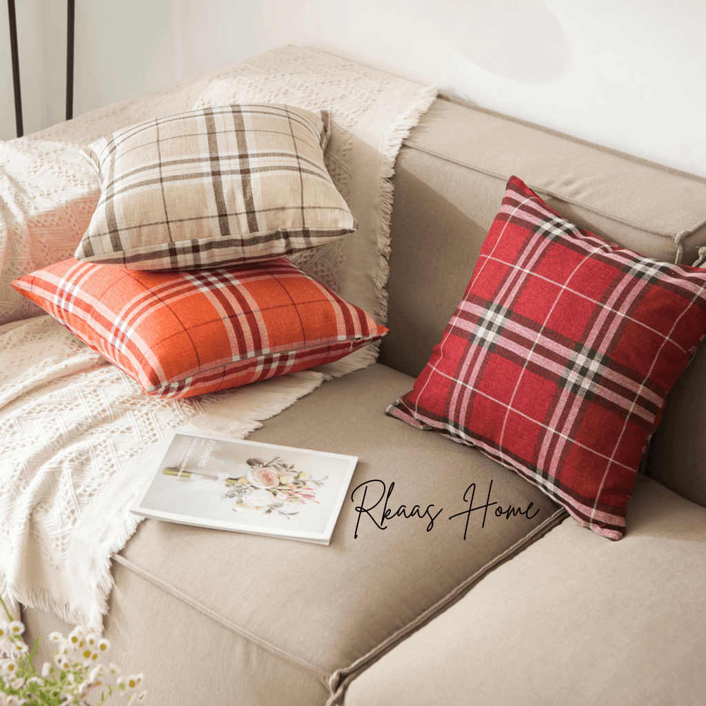 Tartan Check Cushion Cover Home Sofa 45x45 CM (18"x18")-0