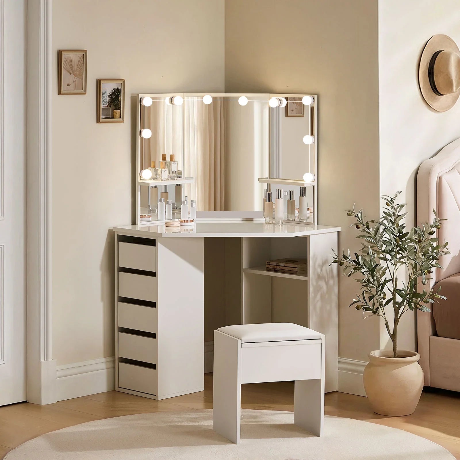 Roze Corner Dressing Table Set