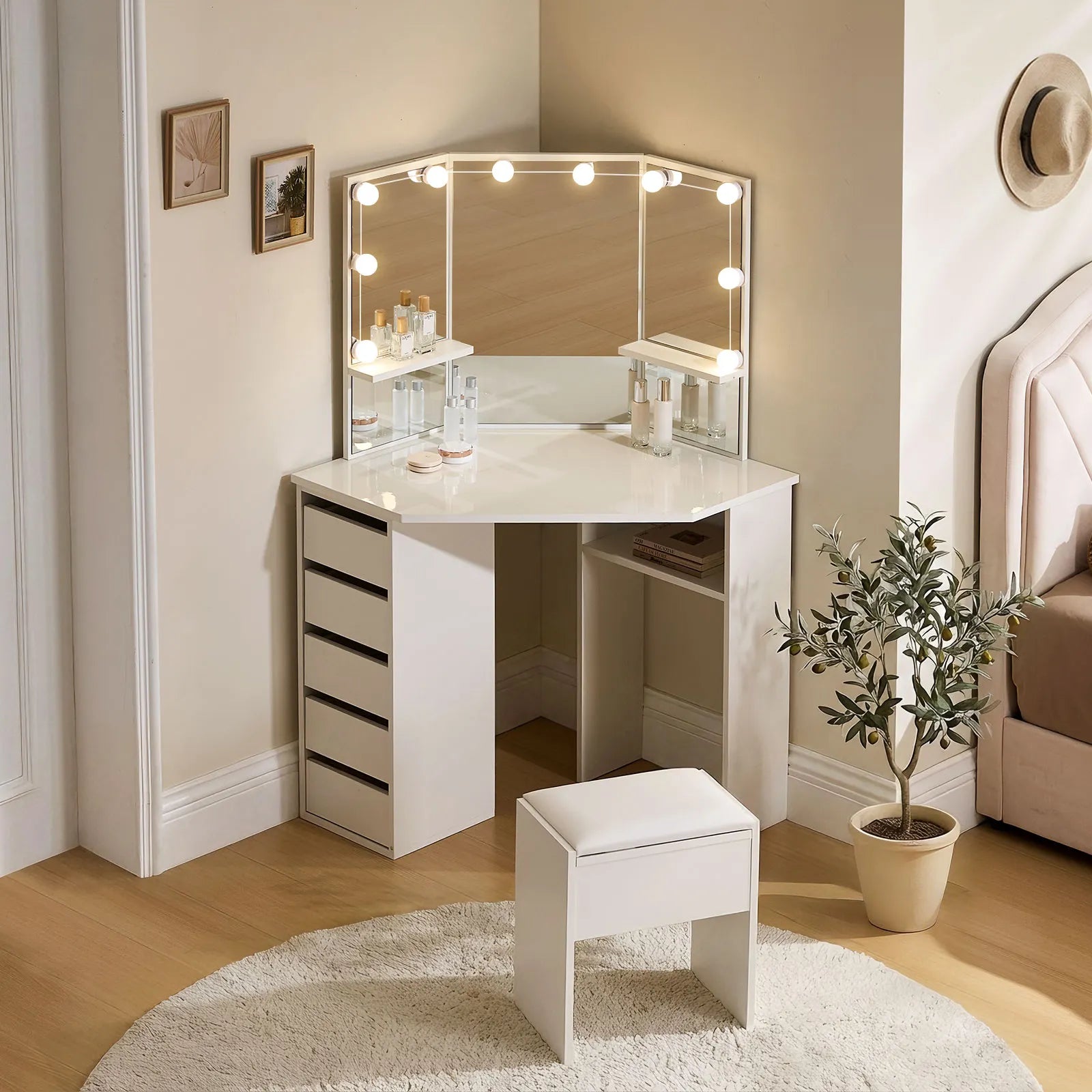 Roze Corner Dressing Table Set