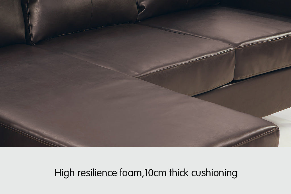 NNEDPE Sarantino Corner Sofa Couch with Chaise - Brown