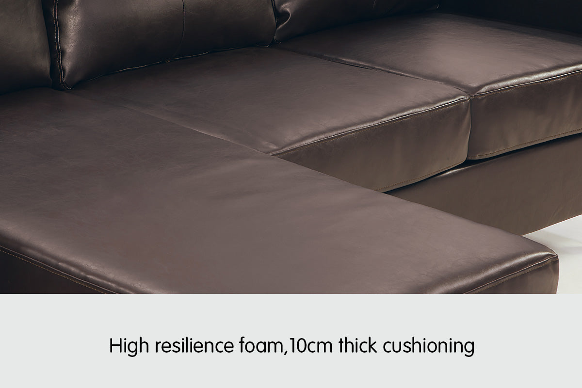 NNEDPE Sarantino Corner Sofa Couch with Chaise - Brown