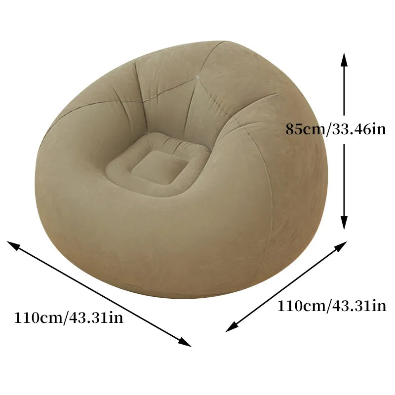 NNEOBA Khaki Inflatable Sofa - Portable Round Lazy Sofa Chair