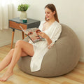 NNEOBA Khaki Inflatable Sofa - Portable Round Lazy Sofa Chair