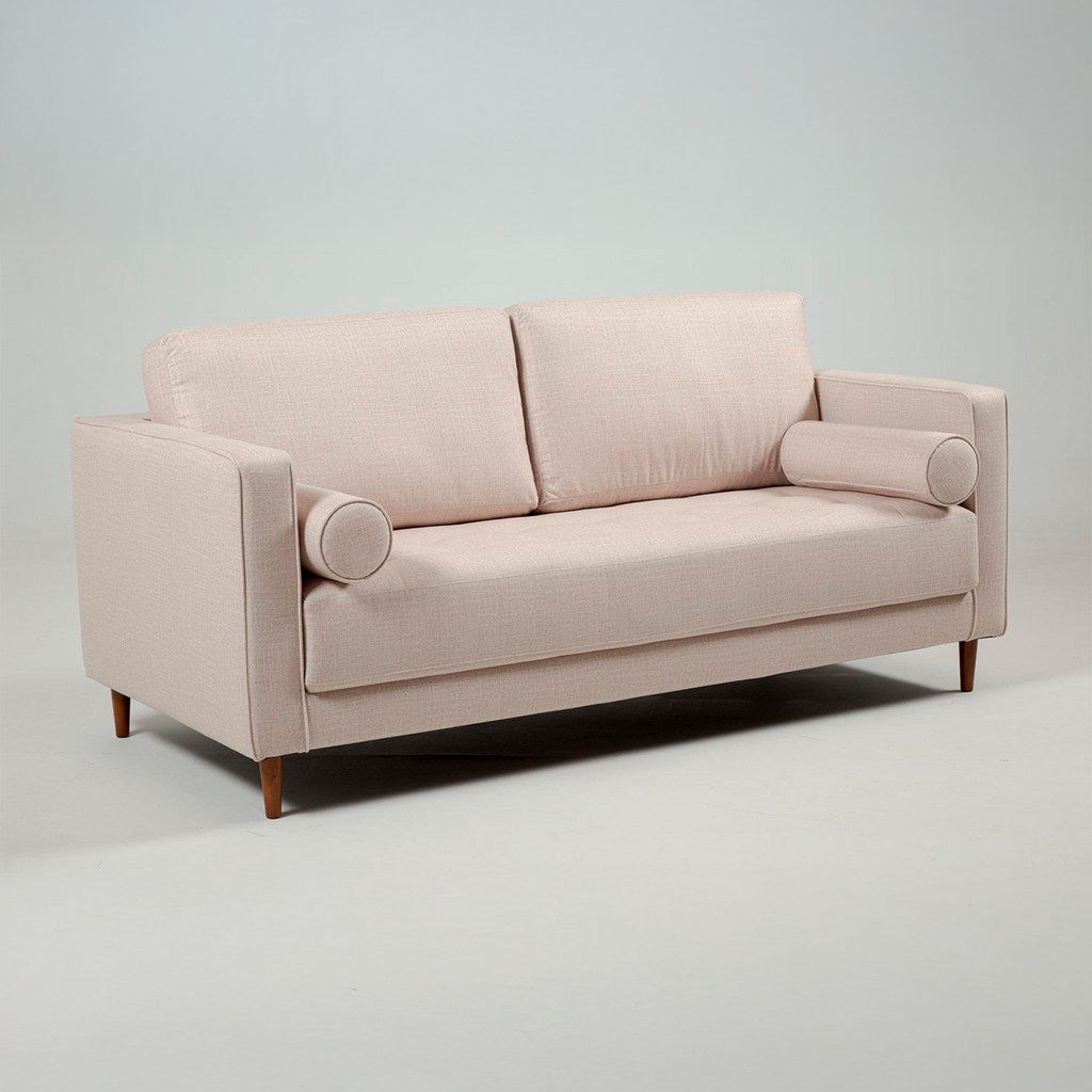 Sofa Keith – Klassisches 3-Sitzer-Sofa mit Holzfüßen & Rollenkissen
