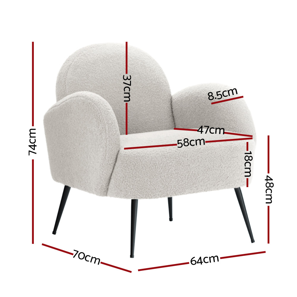 NNEDSZ Armchair Lounge Chair Armchairs Accent Arm Chairs Sherpa Boucle White