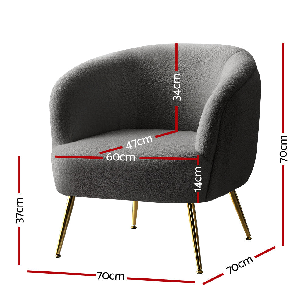NNEDSZ Armchair Lounge Chair Accent Chairs Arm Armchairs Sherpa Boucle Charcoal
