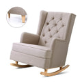 NNEDSZ Rocking Armchair Feedining Chair Fabric Armchairs Lounge Recliner Beige-0