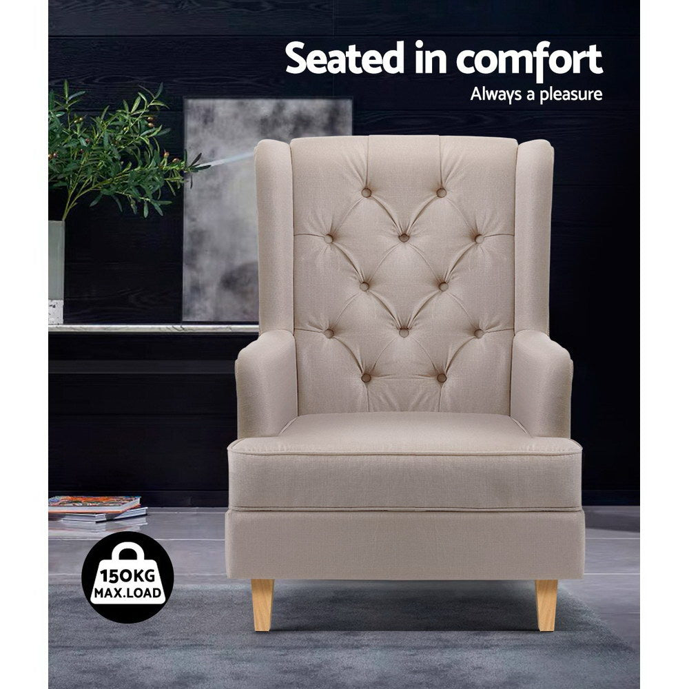NNEDSZ Rocking Armchair Feedining Chair Fabric Armchairs Lounge Recliner Beige-4