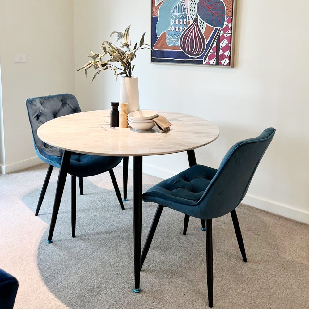 Round MDF Marbling Dining Table-2