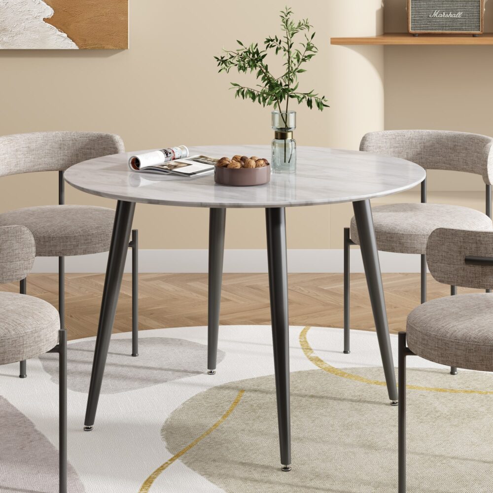 Round MDF Marbling Dining Table-3