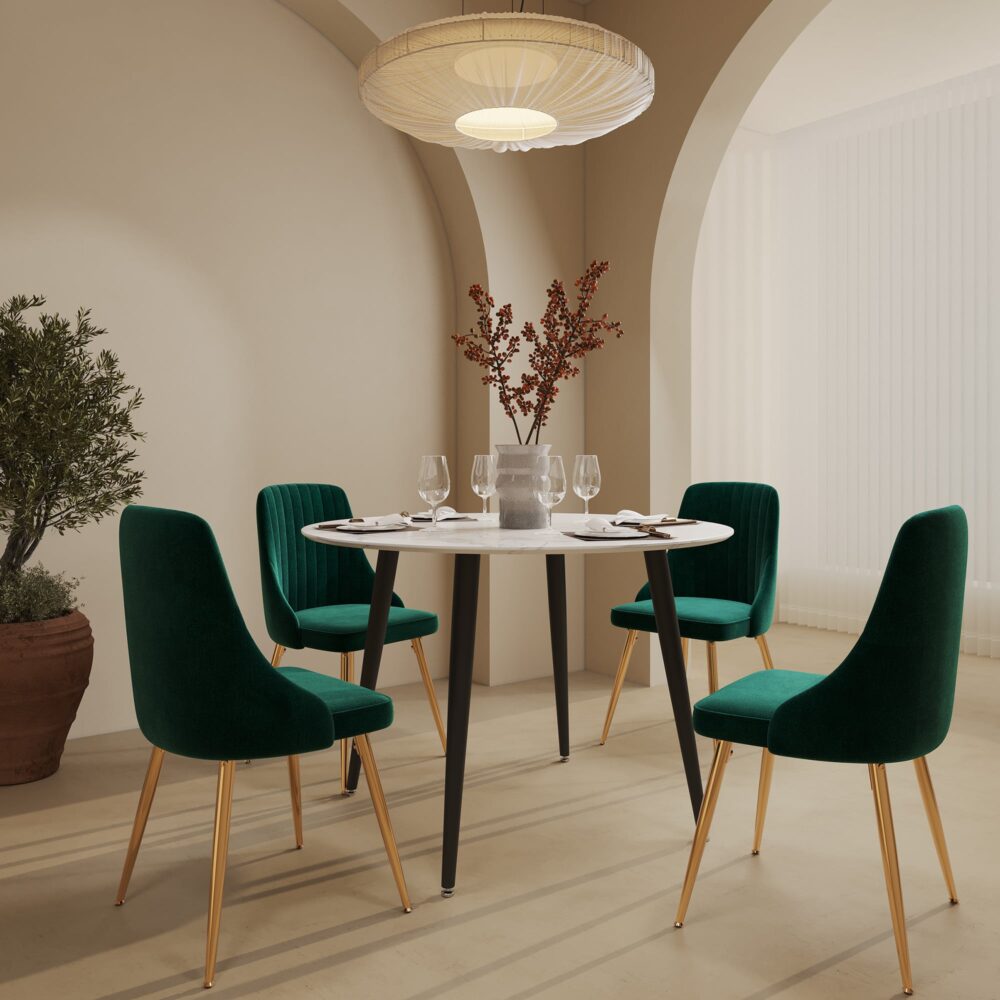NNEDSZ Round MDF Marbling Dining Table-4