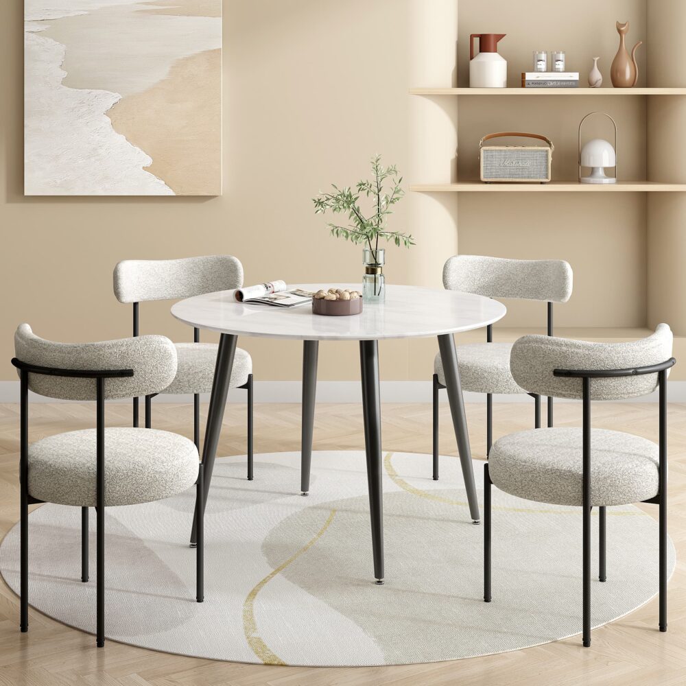 NNEDSZ Round MDF Marbling Dining Table-2