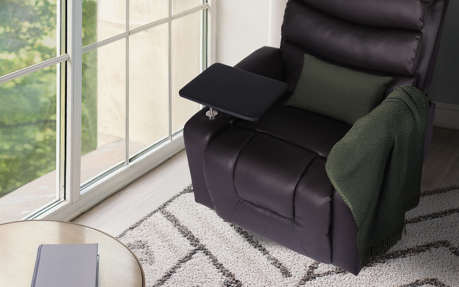 8-Point Electric Massage Recliner Chair - PU Leather Electric Lounge Sofa Armchair HARLOW BROWN-1