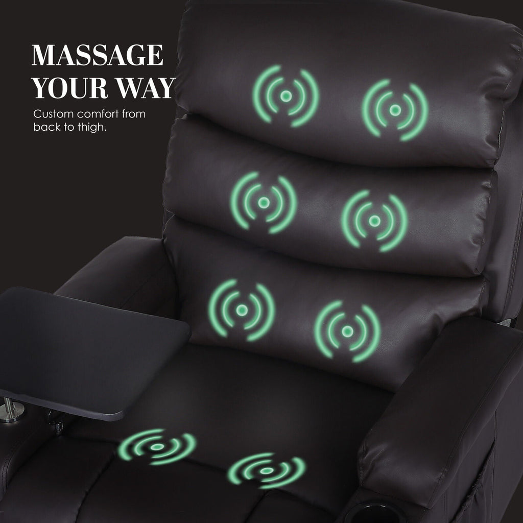8-Point Electric Massage Recliner Chair - PU Leather Electric Lounge Sofa Armchair HARLOW BROWN-4