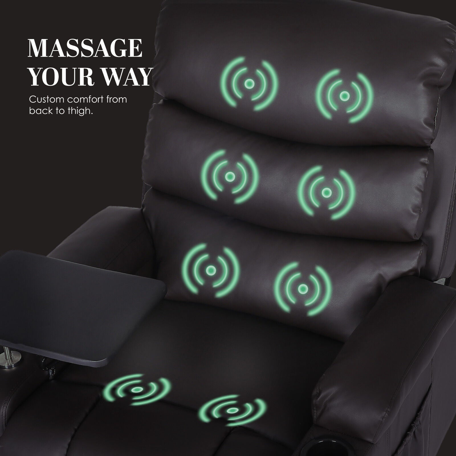 8-Point Electric Massage Recliner Chair - PU Leather Electric Lounge Sofa Armchair HARLOW BROWN-4
