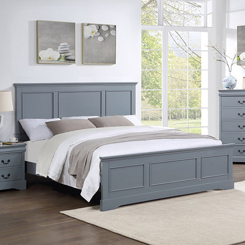 NNEDSZ 5 Pieces Bedroom Suite in Solid Wood & MDF Queen Size Grey Colour Bed, Bedside Table, Dresser & Tallboy-2
