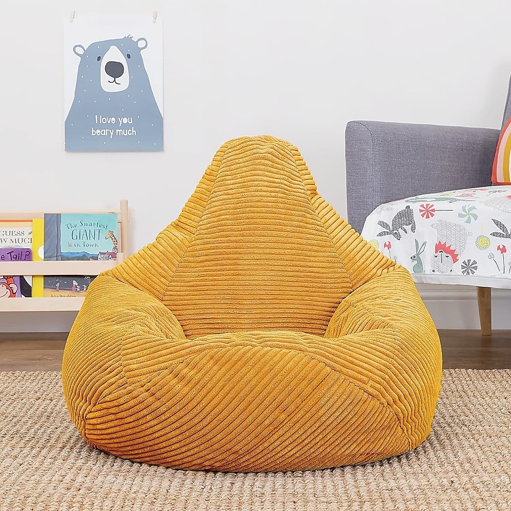 NNEDSZ Jumbo Cord Beanbag Chair Cover Unfilled Large Bean Bag - Mustard-3
