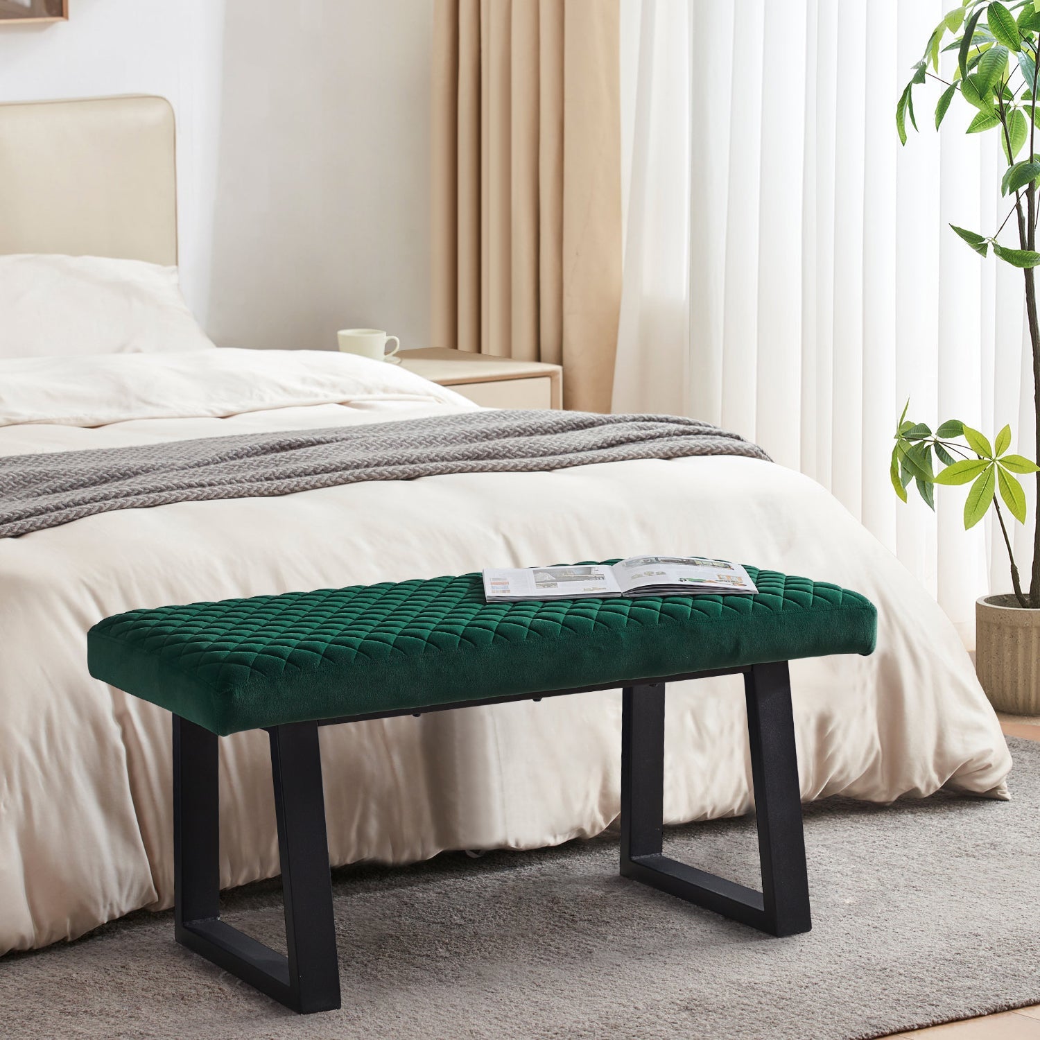 Wren Velvet Dining Bench End-of-Bed Bench