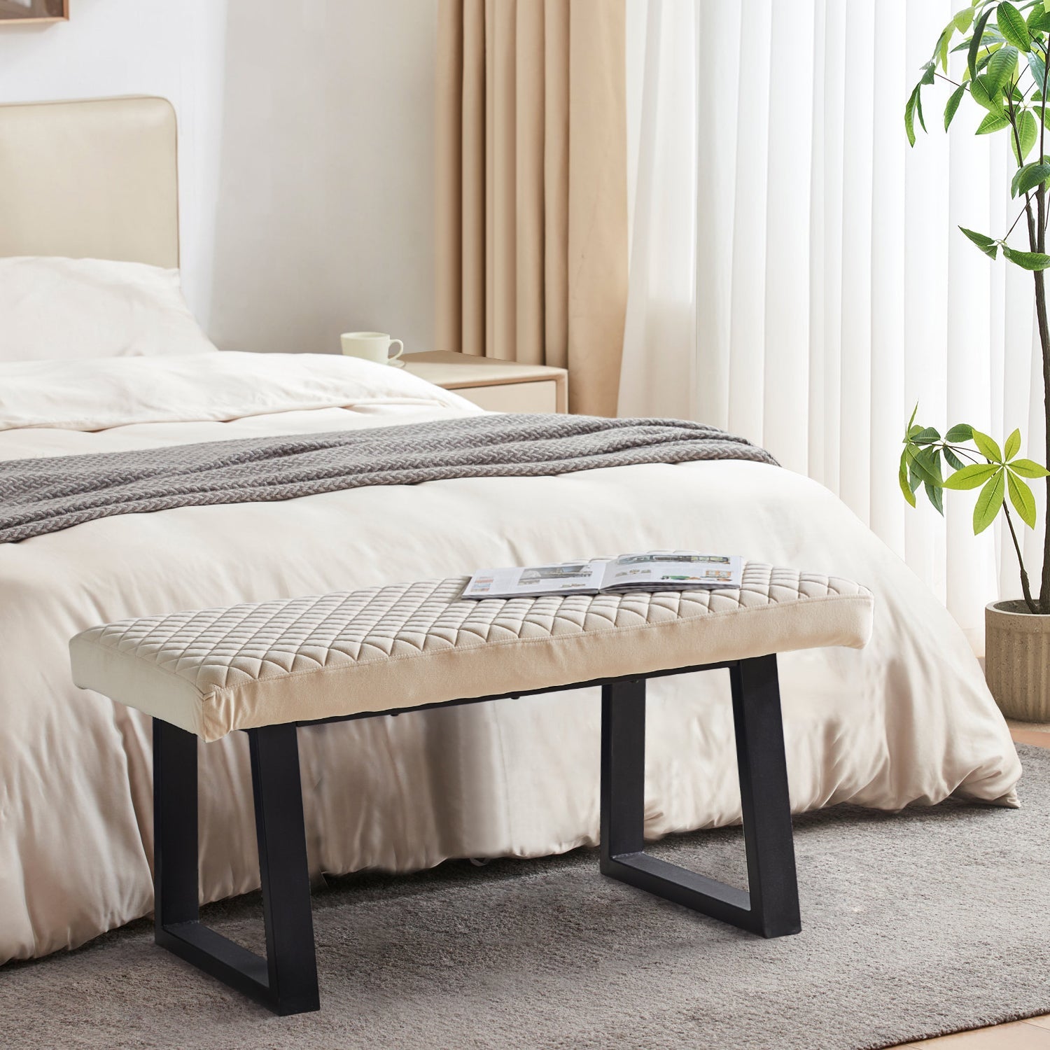 Wren Velvet Dining Bench End-of-Bed Bench