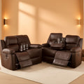 Bonded Leather Living Room Sofa Set With Reclining Sofa And Loveseat Brown