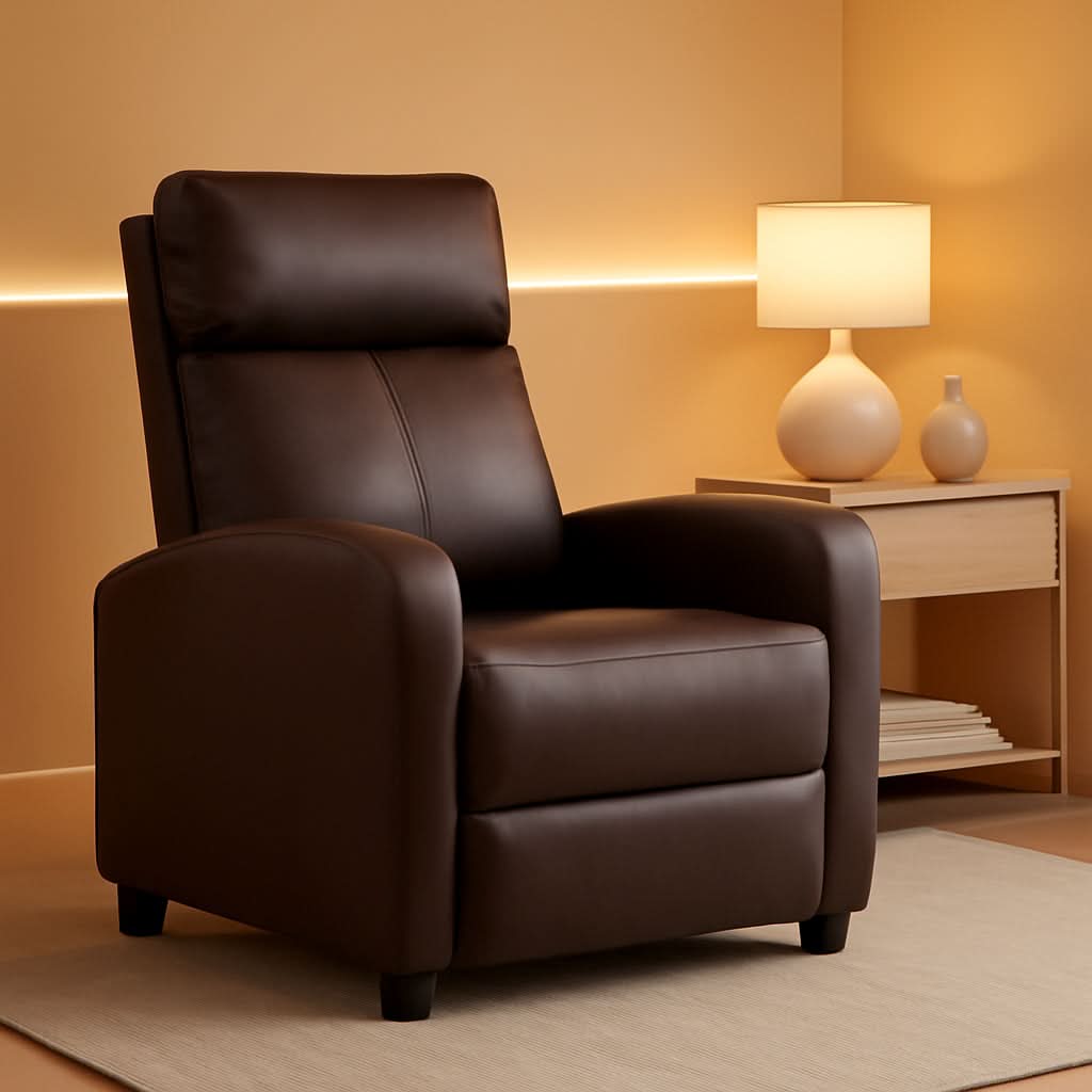 Recliner Chair Brown Adjustable Living Room Armchair