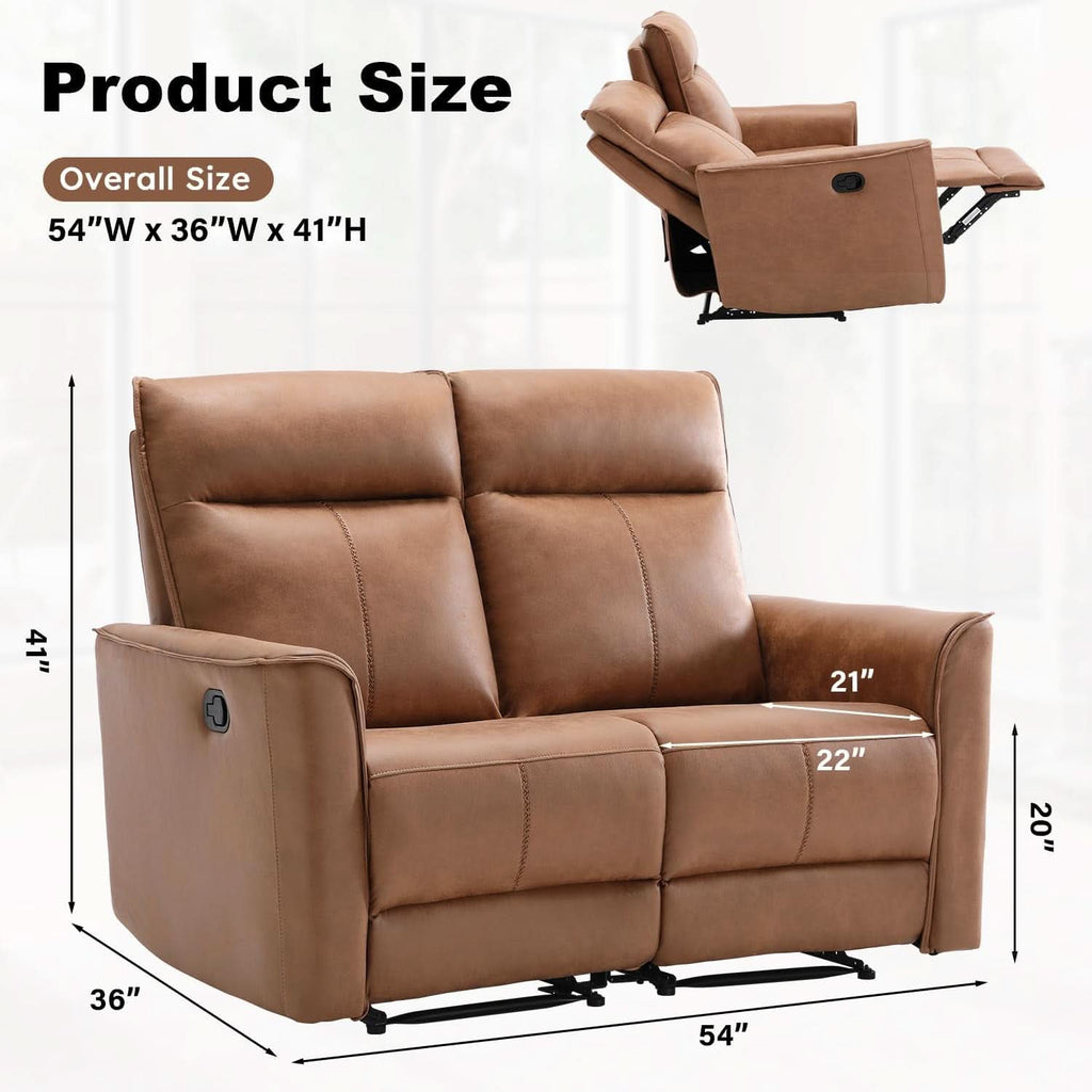 Brown Recliner Loveseat Set With Independent Recliners-1