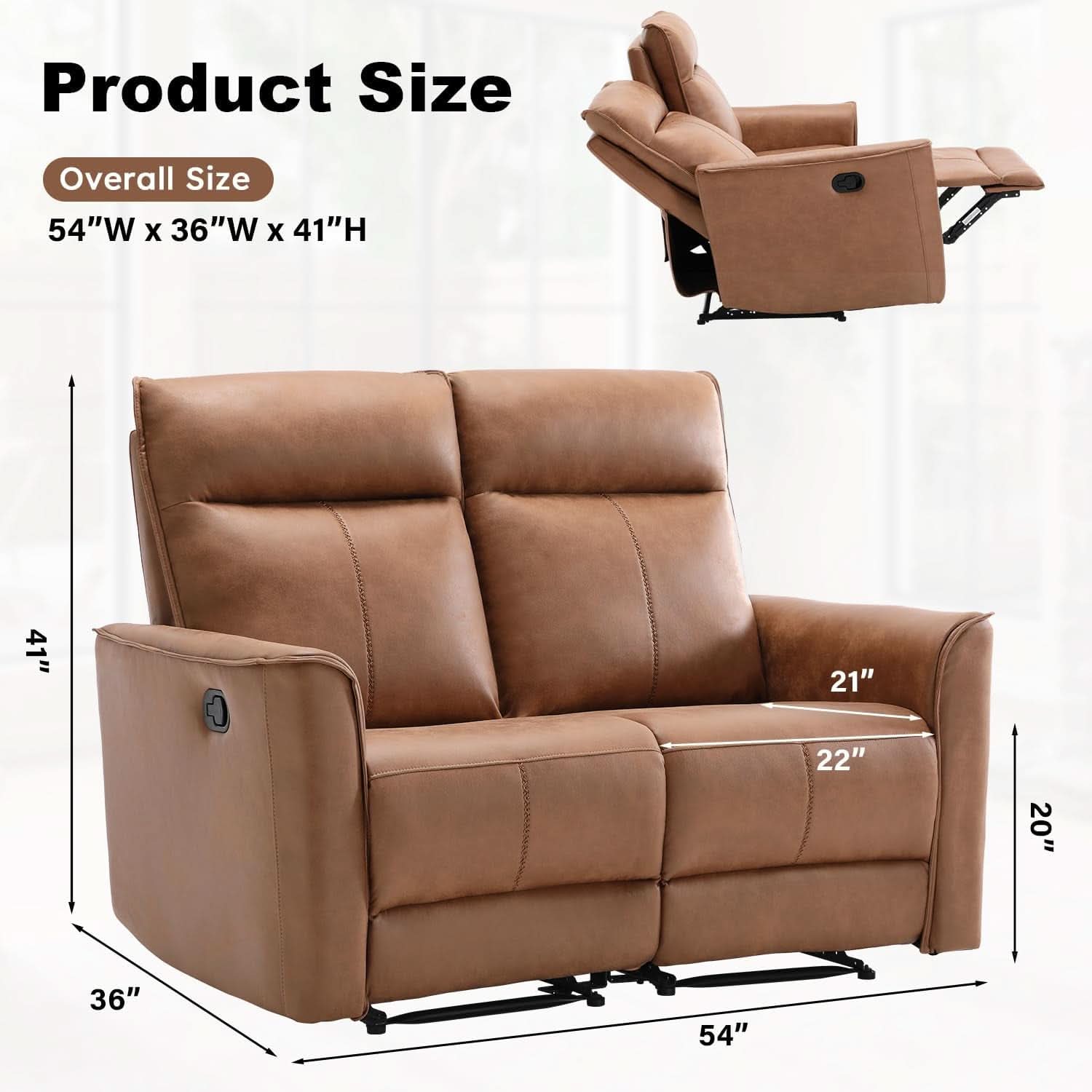 Brown Recliner Loveseat Set With Independent Recliners-1