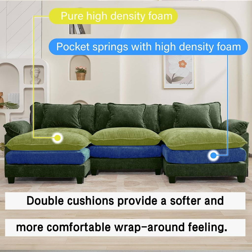 120 Inches Emerald Chenille Modular Sectional Sofa-2