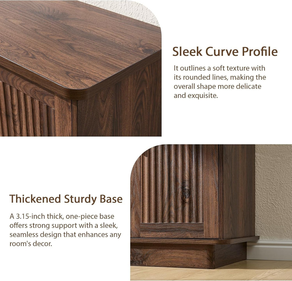 Walnut Sideboard Buffet Cabinet Adjustable Shelves-4