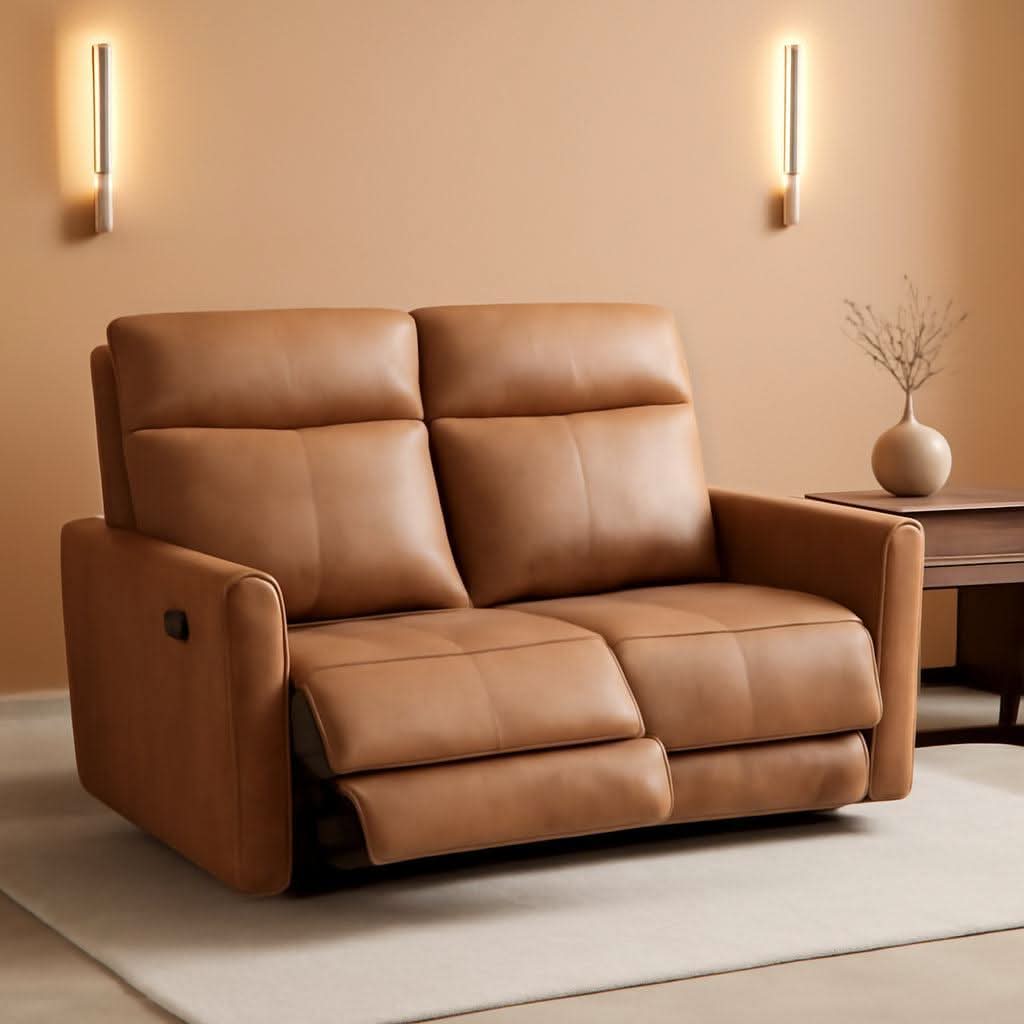 Brown Recliner Loveseat Set With Independent Recliners-0