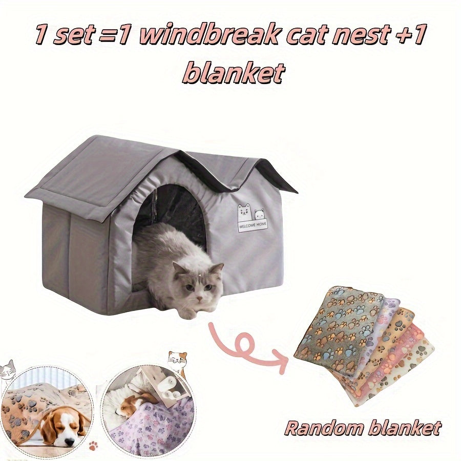 Cat Dog Bed House for All-Season Comfort Shelter-2