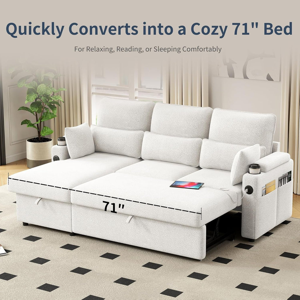 81-Inch L-Shaped Corner Storage Unit Deluxe Sectional Sofa Bed