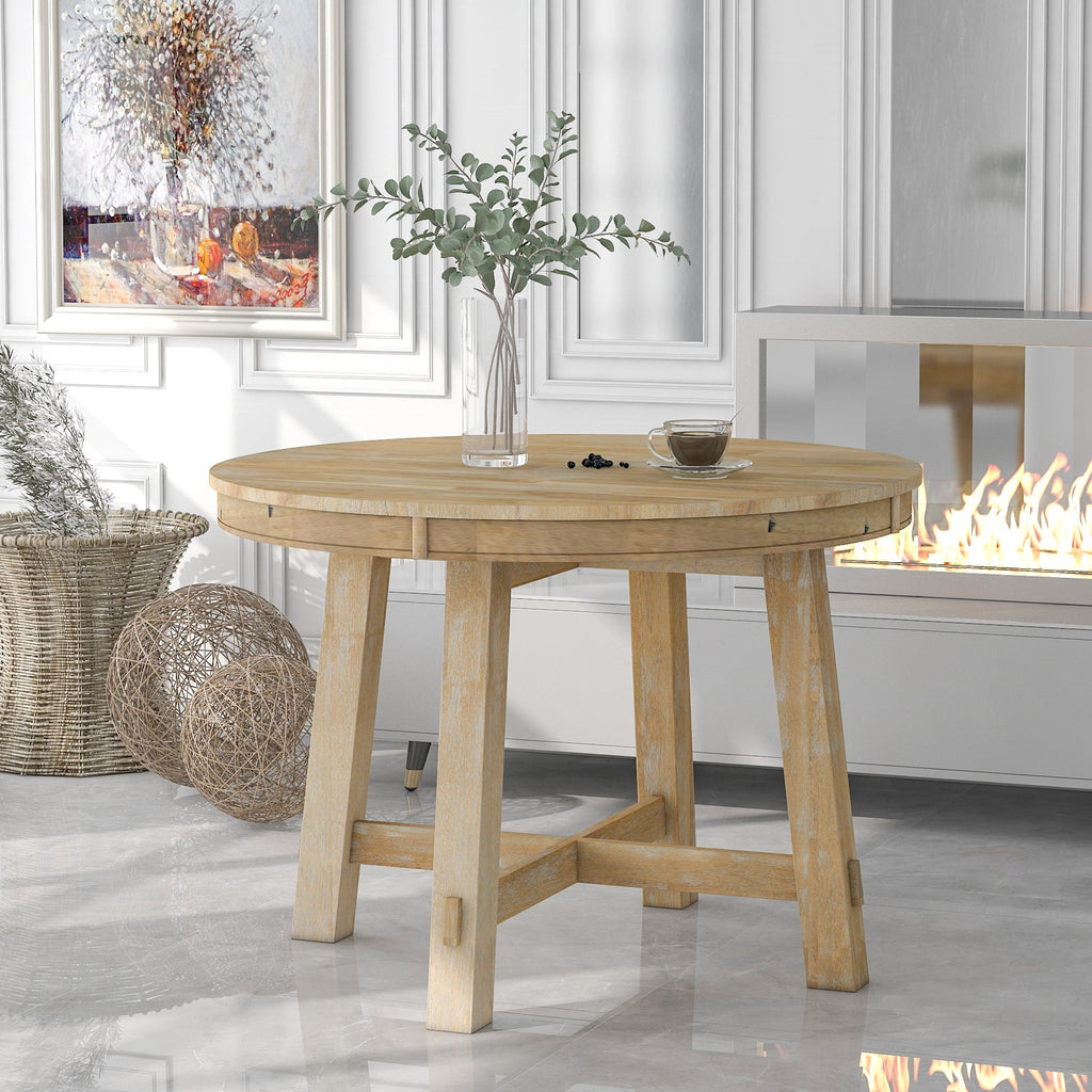 Farmhouse Round Extendable Dining Table-2