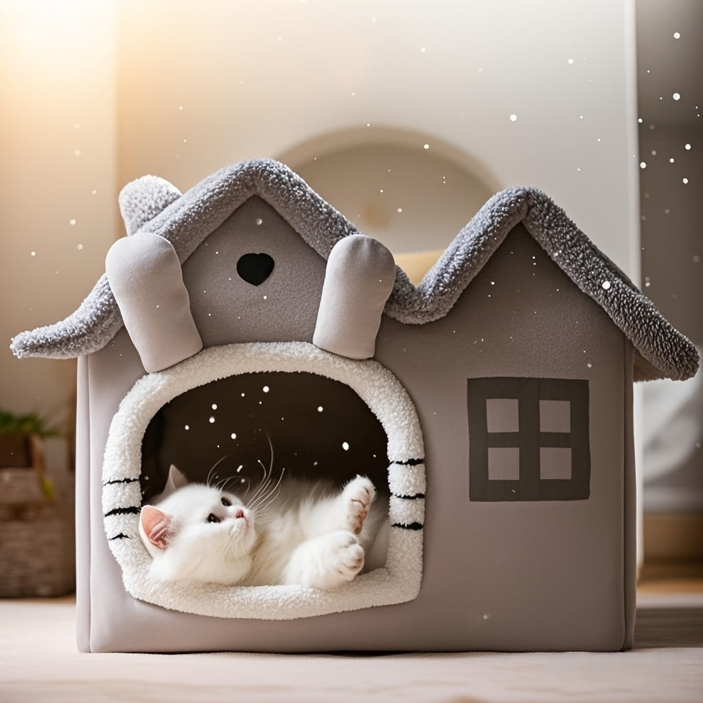 Classic Soft Cat House Bed for Small Pets-2