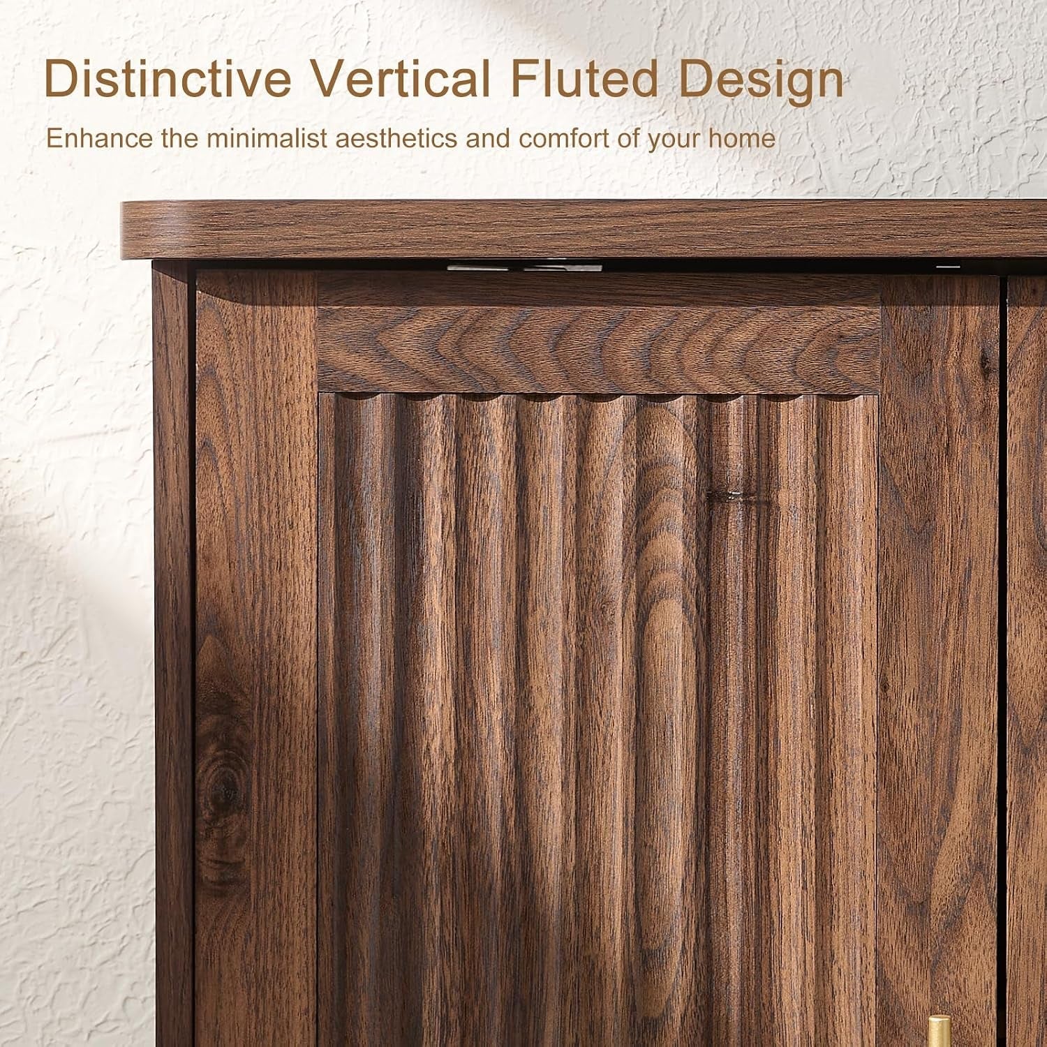 Walnut Sideboard Buffet Cabinet Adjustable Shelves-3