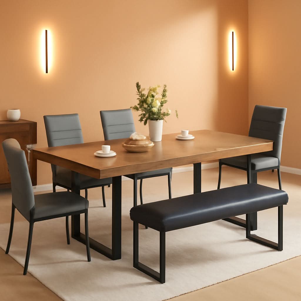 63 Inch Extendable Dining Table Walnut Brown Dining Room