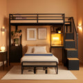 Charcoal Twin Bunk Bed With Charging Station Drawers-0