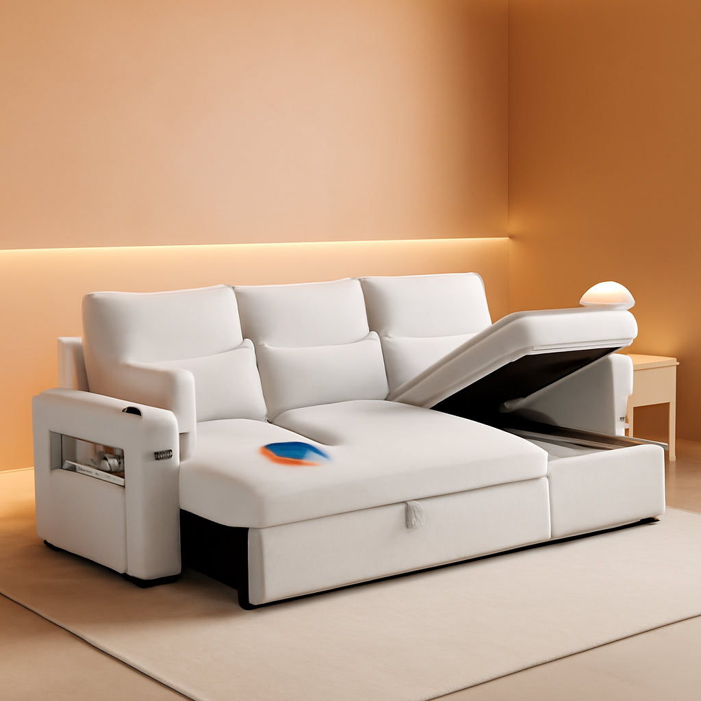 81-Inch L-Shaped Corner Storage Unit Deluxe Sectional Sofa Bed