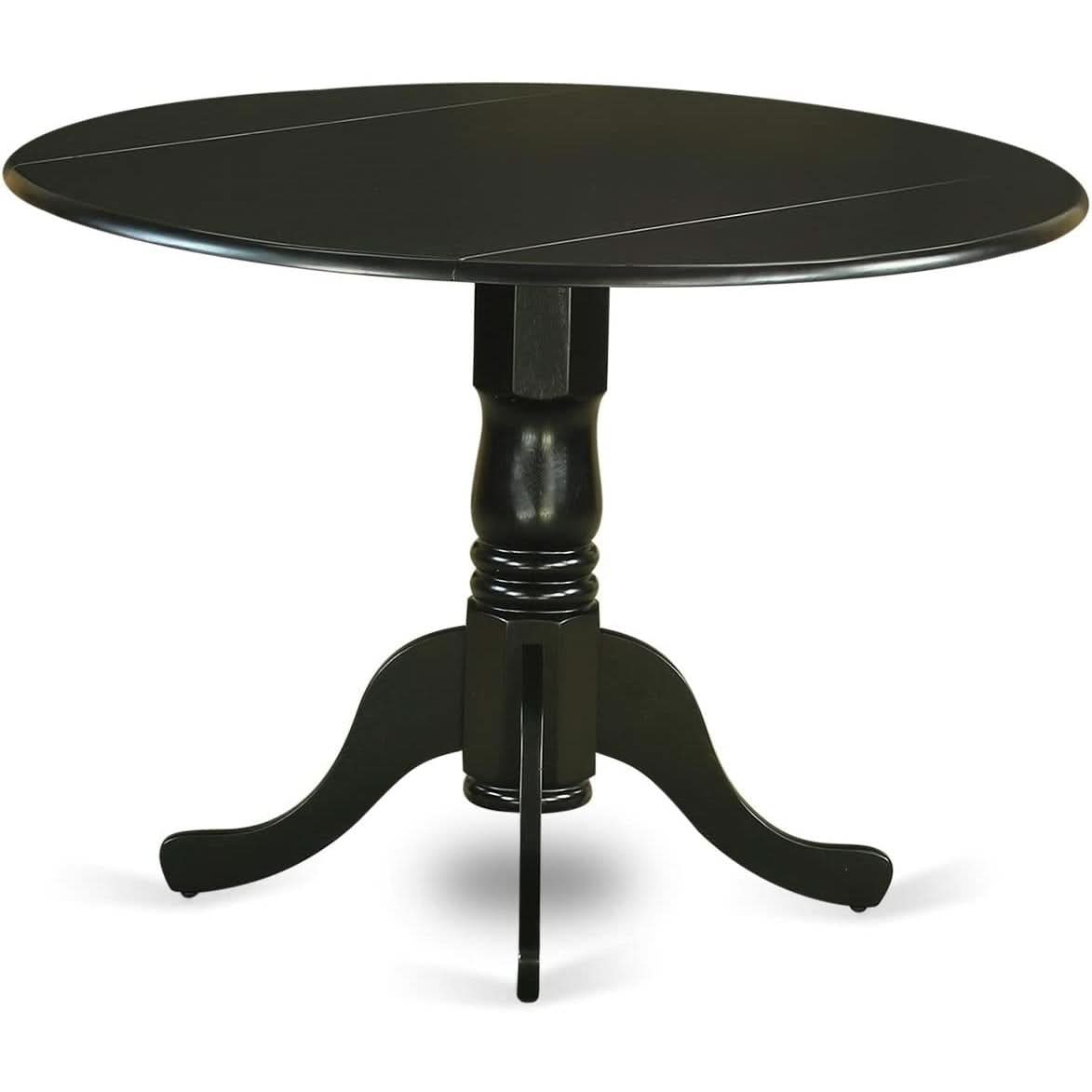 Black Round Dining Table Set 3 Piece Wood Dining Chairs