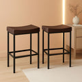 Saddle Bar Stools Set Of 2 Counter Height 24.8 Inches Brown And Black