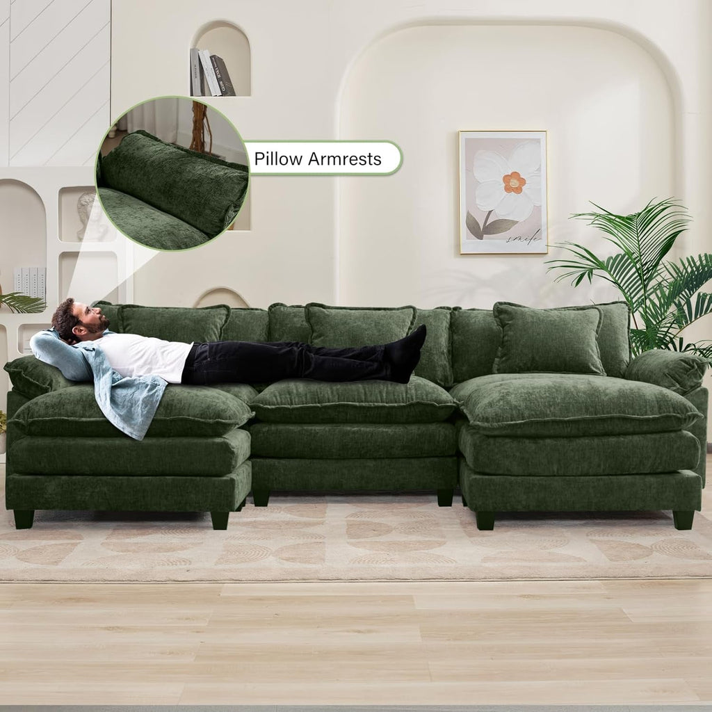 120 Inches Emerald Chenille Modular Sectional Sofa-4