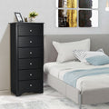 NNECW 6 Drawer Chest with Mental Knobs for Living Room-Black