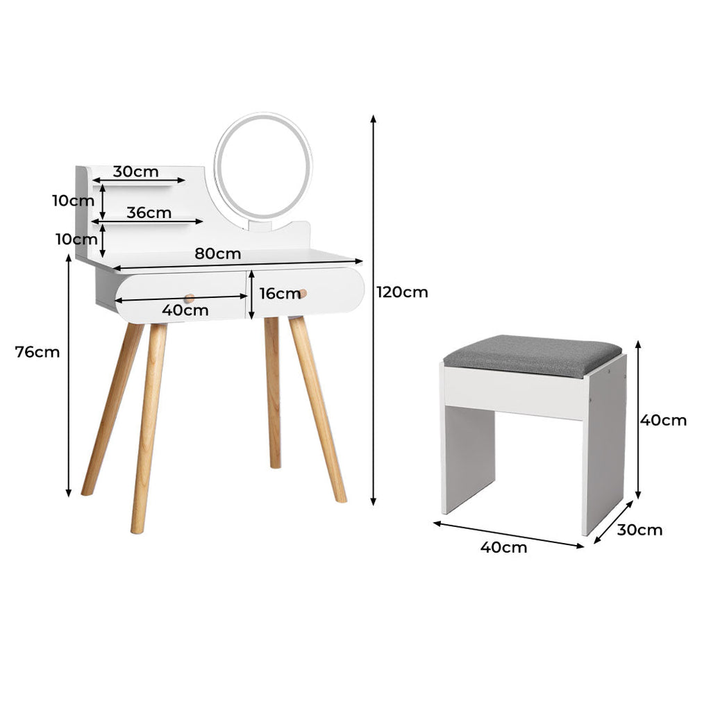 Levede Dressing Table Stool LED Mirror