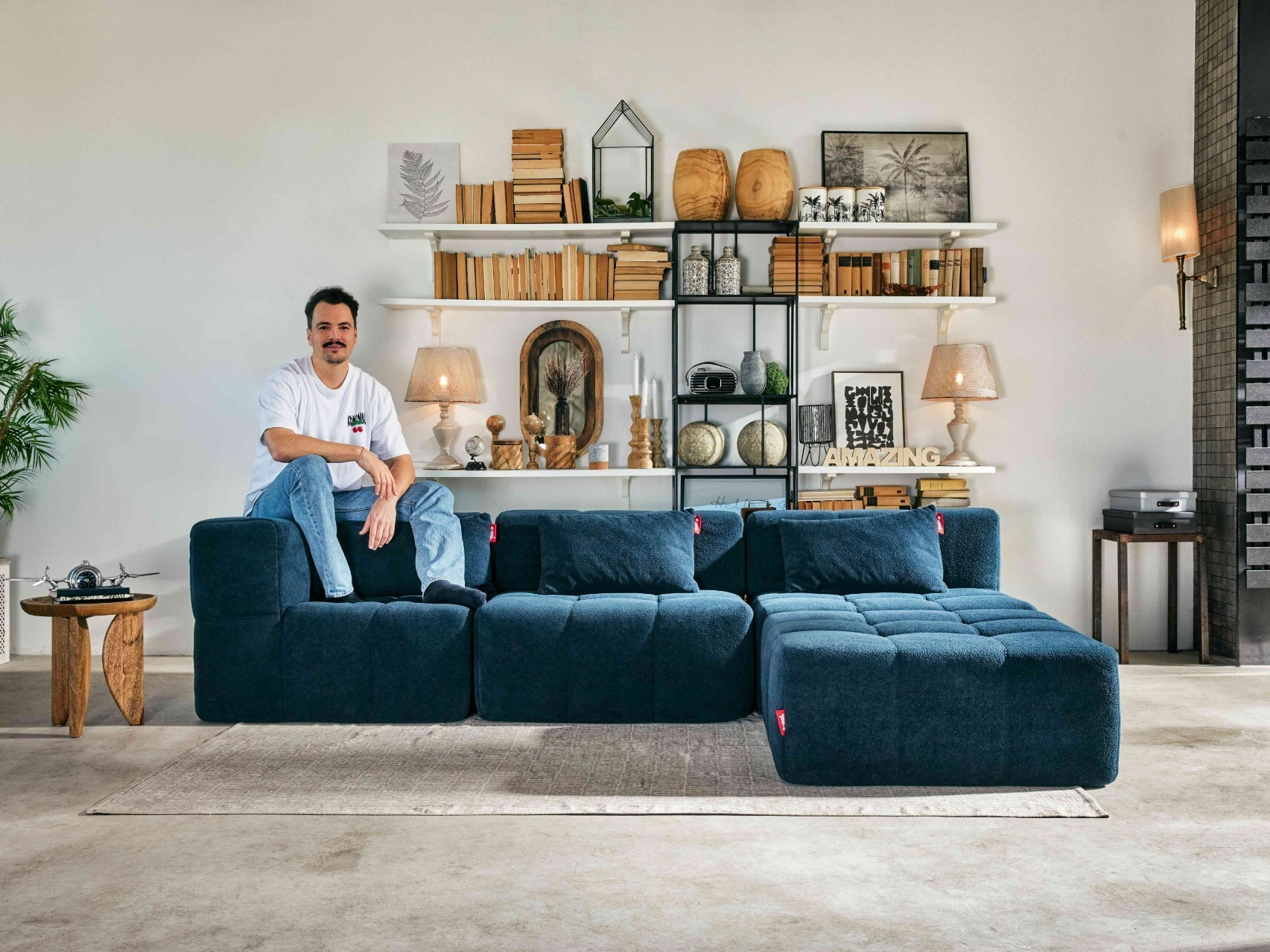 4 Teiliges Modulares Sofa – Blau