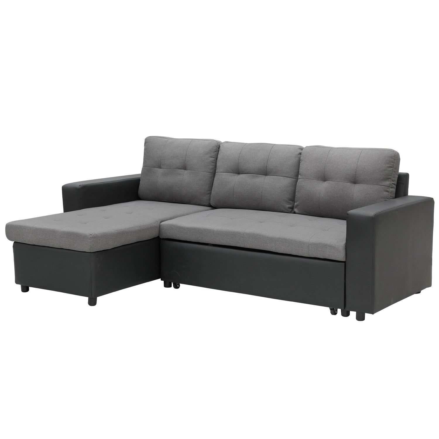 NNEDPE 3-Seater Corner Sofa Bed Storage Lounge Chaise Couch Grey