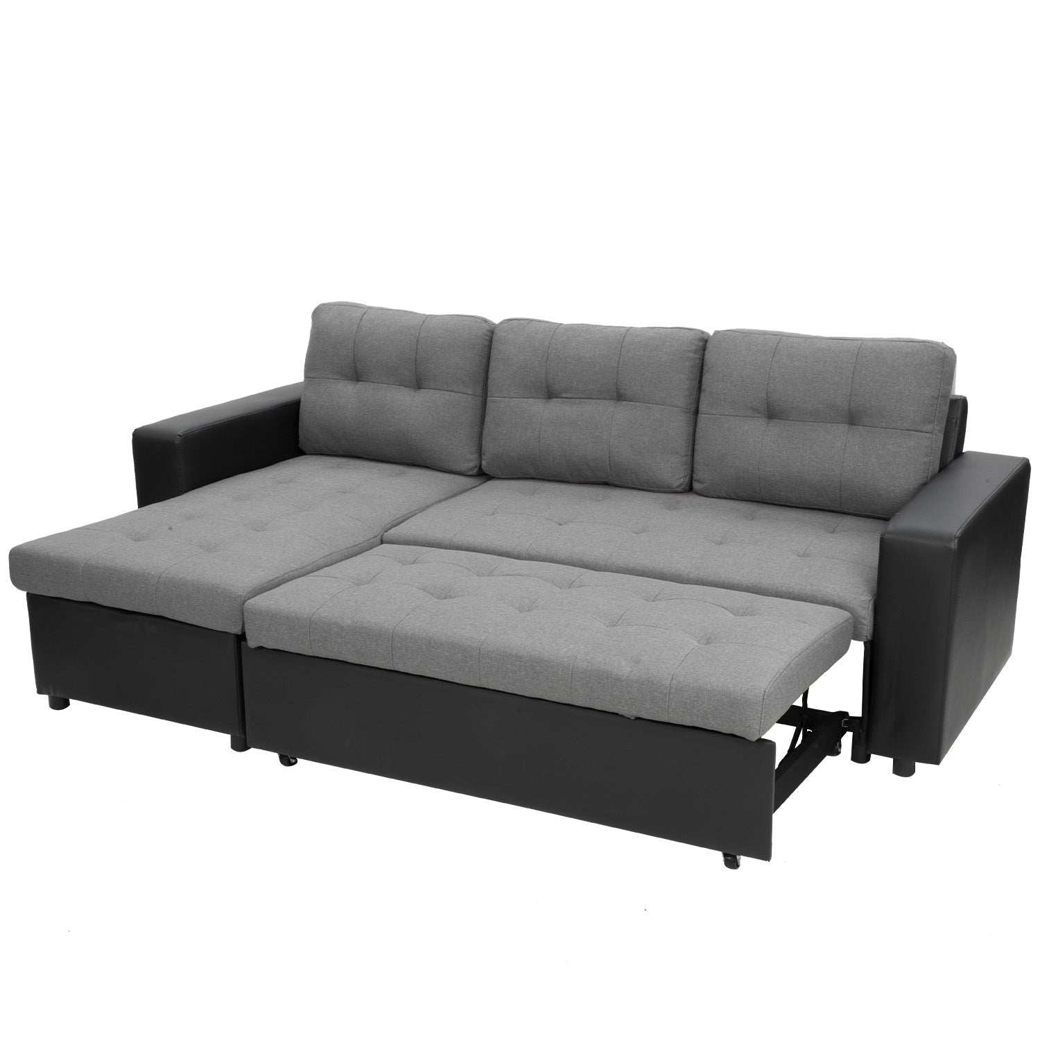 NNEDPE 3-Seater Corner Sofa Bed Storage Lounge Chaise Couch Grey